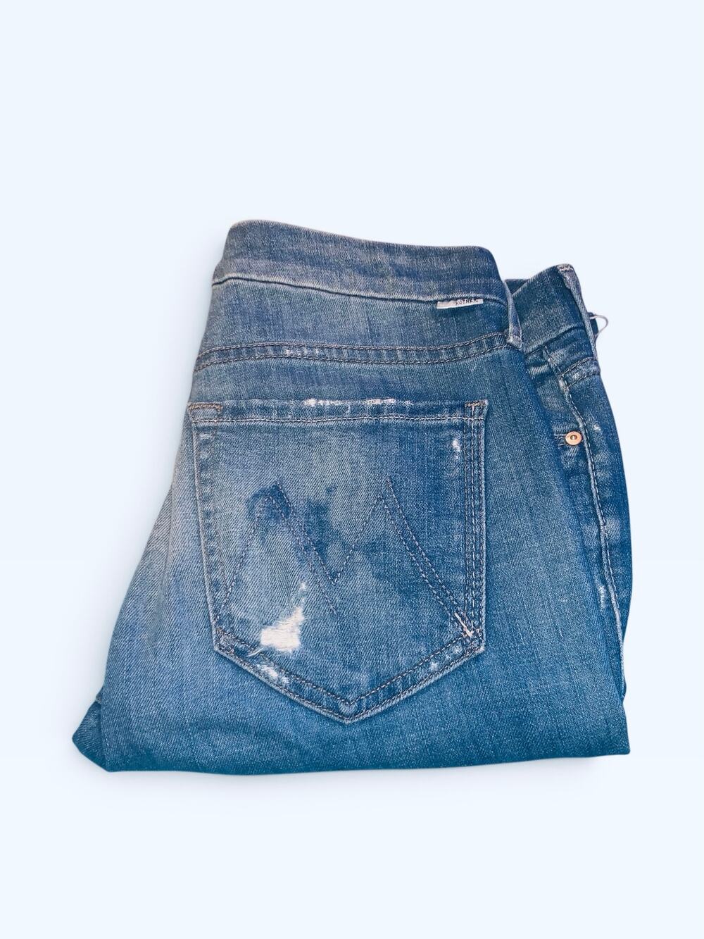 mother the looker ankle fray getting rowdy 26 blue distressed